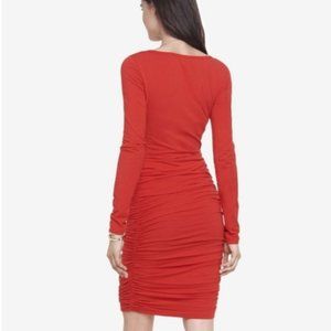 Express red dress, scrunched long sleeve, size L